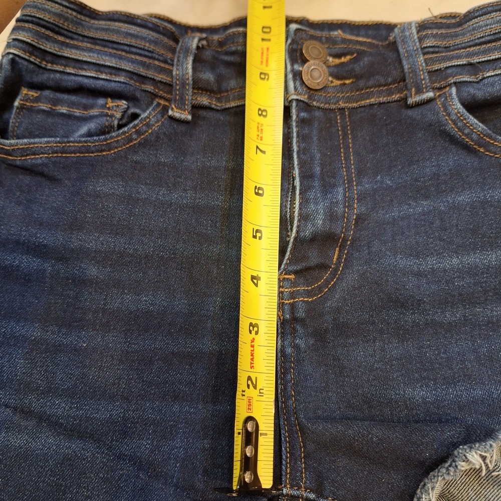 Vervet Blue Denim Jean Shorts Womens 29 Dark Wash Raw Hem High Rise Cut Offs - Picture 5 of 8